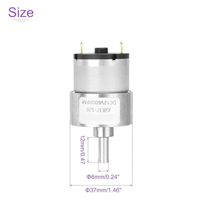 DMiotech Micro DC 12V 600RPM Geared Motor with Bracket Gear Reduction Motors 37mm Diameter Gearbox Micro Speed Reduction for RC Car, Robot Model, DIY Toys - style: 600RPM