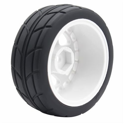 66mm 4PCS 1/10 RC On-Road tires and Hard Plastic wheels set Hex 12mm For WRC Drift Car Conversion 1/10 RC On-Road Car Traxxas Tamiya FW06 TT02 HPI HSP 94122 Kyosho%T066 (white) - color: white