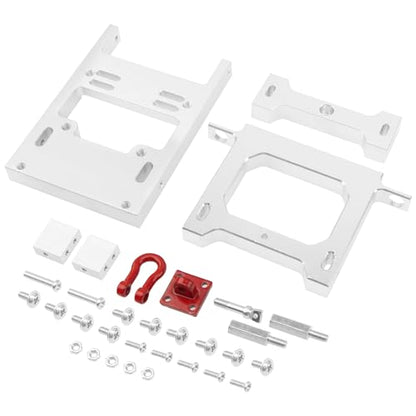 Metal Steering Servo Mount Fixed Bracket & Rear Bumper Trailer Hook Compatible with WPL B1 B14 B16 B24 B36 1/16 RC Car Upgrade Parts