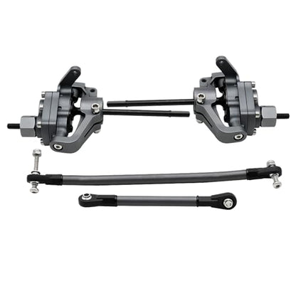 1/10 RC Crawler Aluminum Portal Front and Rear Axle Set for Axial SCX10 II 90046 90047 AR44 – CNC Alloy Axles with Steering Link Upgrade Parts for SCX10 Trucks (Gray Set) - color: Gray Set