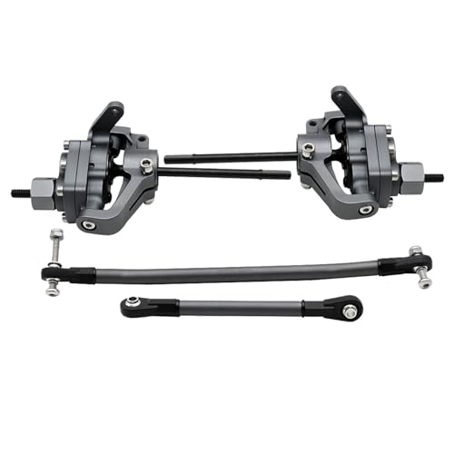 1/10 RC Crawler Aluminum Portal Front and Rear Axle Set for Axial SCX10 II 90046 90047 AR44 – CNC Alloy Axles with Steering Link Upgrade Parts for SCX10 Trucks (Gray Front Axle) - color: Gray Front Axle