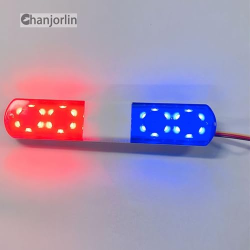 1/10 RC Car Simulation Police Lights Multi-Function Flash LED Lamp Nine Flashing Light Modes for 1/8 Crawler Off Road Rally Truck Cars HSP Traxxas Tamiya RC4WD Axial Arrma (Blue&Red 115mm) - color: Blue&Red 115mm