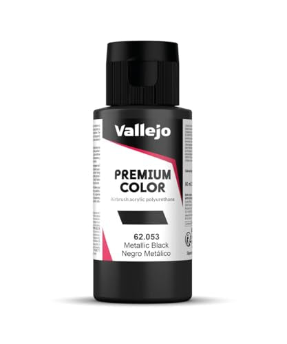 Vallejo - Premium Color RC Metallic Black 2.02 Fl.Oz. (60 ml) for Airbrushing, Acrylic-Polyurethane Hybrid Resin of Great Resistance Paint for Model and Hobby Use - style: Modern