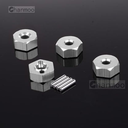 1/10 12mm Wheel Drive Hex with Pin Screws for 1:10 RC RC Buggy Truck Car Upgrade Parts Slash 2WD HSP 102042 122042 Redcat Rc4wd Tamiya Axial SCX10 D90 Hpi LRP WLtoy 4PCS (Silver) - color: Silver