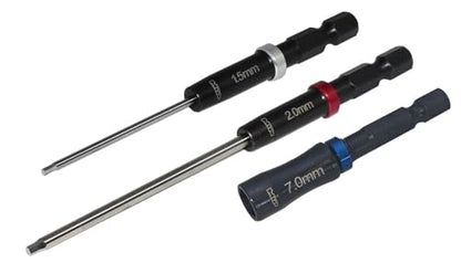 MIP Metric RC 1/4" Bit Tool Kit 9625 1.5mm, 2.0mm Hex Driver & 7.0mm Nut Driver – Hex Head Wrench Drill Tools Tool Bits for Screwdrivers, Electric Screwguns, and Power Drills For RC Cars - Made in USA - size: 1.5mm / 2.0mm / 7.0mm - Hex & Nut Set