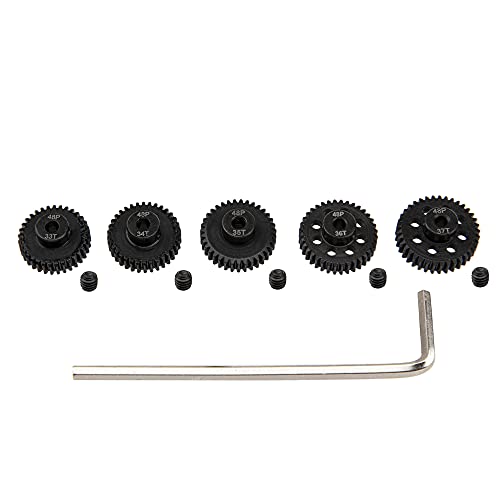 5Pack ShareGoo Steel 48P 3.175mm Pinion Gear Sets 33T 34T 35T 36T 37T fit 3.175mm (1/8-Inch) Shaft Compatible with Arrma HPI Kyosho Losi Axial Traxxas Tamiya Associated 1/10 RC Car Monster Truck Buggy
