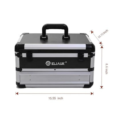 E ELIAUK Tool Box Tool Organizer Storage Cabinet Carry Case Tool box with DrawersSilver - color: Silver