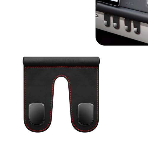 Shakas Car Co-Pilot Glovebox Hook Luxurious Leather, Metal Multifunctional Anti-slip Hooks for Bags Umbrella Wallet Glasses, Vehicle Interior Storage Organizer, Universal for RV, SUV, Truck（Type B） - color: Black #Dual-hook