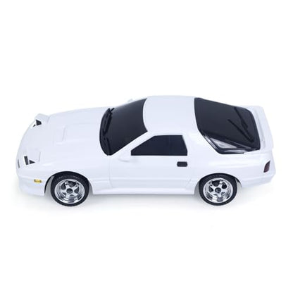 US in Stock, 1/18 Rx7 RC Racing Car RWD Gyroscope Wireless Control Drift Vehicles Light System Motor Servo ESC(White) - color: White