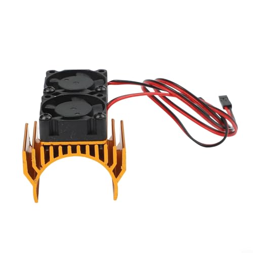 Aluminum RC Motor Heat Sink with Dual 30mm Cooling Fans 1: 10 Cars Compatible Having 540 550 Brushed 3650 3660 Brushless Motors Red(Gold) - color: Gold
