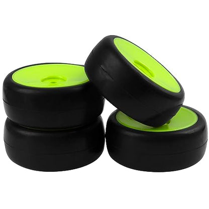 Plastic Wheel Rims 12mm Hex Hub & Rubber Tires w/Foam Compatible with HSP Tamiya HPI Kyosho 1/10 On-Road Touring Car WLtoys 1/14 144001 RC 1/18 A959B Buggy (Green) - color: Green