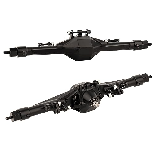 CNC Metal Front and Rear Straight Complete Axle for 1/10 Axial SCX10 II 90046 90047 RC Crawler Car New Upgrade Parts (Black) - color: Black