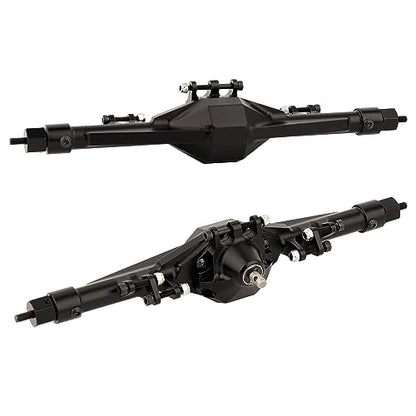 CNC Metal Front and Rear Straight Complete Axle for 1/10 Axial SCX10 II 90046 90047 RC Crawler Car New Upgrade Parts (Black) - color: Black