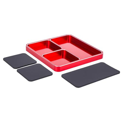 RC Car Repair Kit Rc Car CNC Aluminum Screw Tray with Removable Magnet Sheet 98X98X10Mm Organizer Boats Upgrade Repair Modify Parts - color: Red