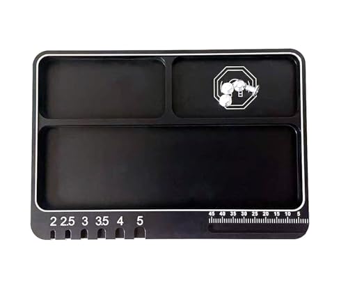 RC Magnetic Screws Tray RC Parts Screws Holder Plate for RC Car Boat Drone | Aluminum Magnetic&non-magnetic zones, 3-slot parts tray for RC repair, organization. For RC cars, boat, FPV drone, plane.