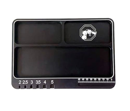 RC Magnetic Screws Tray RC Parts Screws Holder Plate for RC Car Boat Drone | Aluminum Magnetic&non-magnetic zones, 3-slot parts tray for RC repair, organization. For RC cars, boat, FPV drone, plane.
