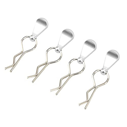 4Pcs Metal RC Car Body Clips with Pull Tabs for 1/8 1/10 Remote Control Car Upgrade Parts (Silver) - color: Silver