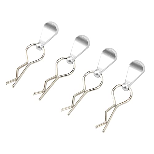 RC Car Body Clips with Pull Tabs Durable Stainless Steel and Aluminum Alloy Upgrade Parts for 1/8 and 1/10 Remote Control Cars 4Pcs Silver 34x12mm (Silver) - color: Silver