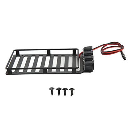 RC Metal Roof Rack Luggage Carrier for Axial SCX24 1/24 RC crawle rwith Four White LED Lights 4.3 x 2.6in for Enthusiasts Scale Model Hobbyists - size: Round Lamp