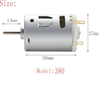 6-12V 10000RPM Mini DC Motor 380 High Torque Gear Motor for RC Boat Model Smart Cars DIY Toys - (2 PCS) - size: 380