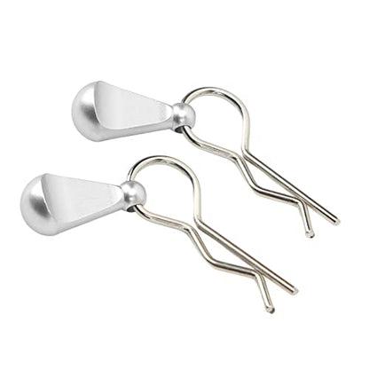 Alomejor 1/10 Body Clips Pull Tabs, RC Car Body Clips Pull Tabs Easy Installation High Strength Metal for 1/8 Remote Control Car (Silver)