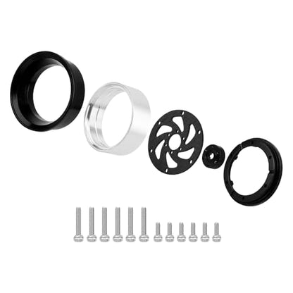 ModuWheel 1.3" Negative Offset Aluminum + Carbon Fiber Base Beadlock Wheels for 1/24 1/18 SCX24 TRX4m Ascent-18 RC Crawler (black) - color: black