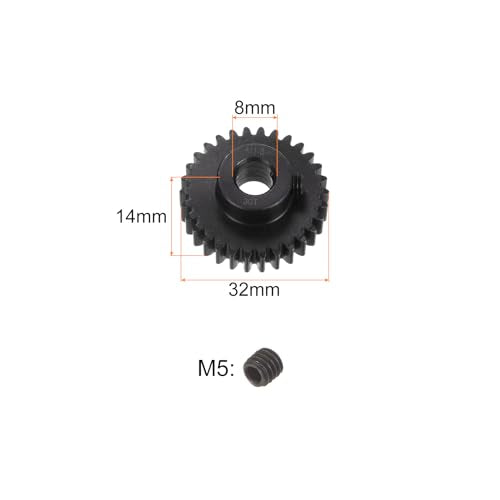 uxcell Mod 1 30T Pinion Gear 8mm Bore Hardened Steel Motor Rack Spur Gear for RC Car Truck Gear Drive