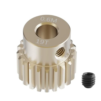 Pinion Motor Gear, M0.6 19T, 1/8 in (3.175mm) Shaft Hole | M0.6 Pitch 19 Teeth, 7075 Aluminum Alloy, 1/8 Inch Shaft Hole, RC Motor Pinion Upgrade, for 1/10 RC Brushless Crawler - size: M0.6 19T
