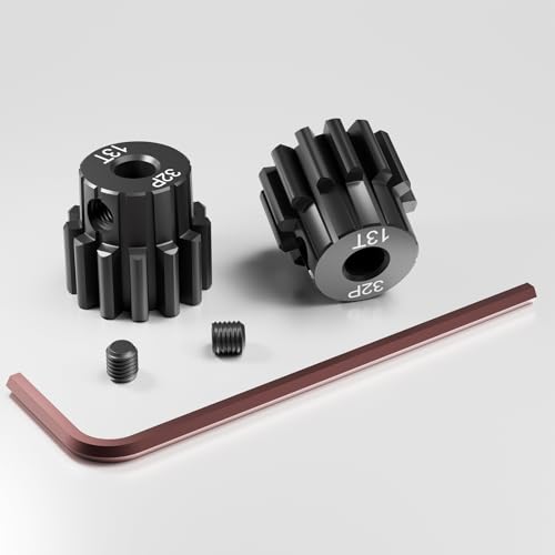 OGRC 32P 13T Pinion Gear for TRX4 Slash Rrustler Stampede Raptor 4x4 | 2pcs, Hardened Steel, 0.8M, 3.175mm Shaft Motor Gears for Traxxas 1/10 RC Car, #3943X