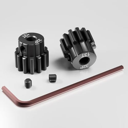 OGRC 32P 13T Pinion Gear for TRX4 Slash Rrustler Stampede Raptor 4x4 | 2pcs, Hardened Steel, 0.8M, 3.175mm Shaft Motor Gears for Traxxas 1/10 RC Car, #3943X