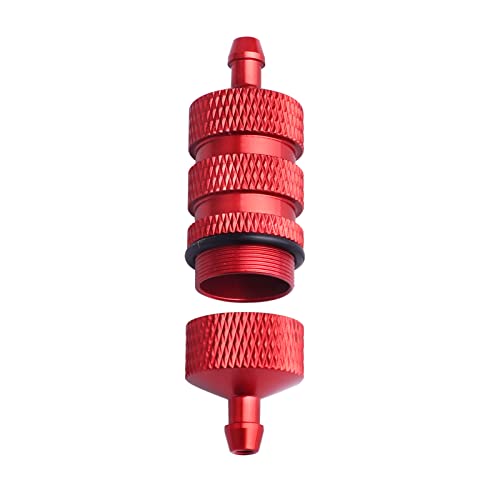 RC Oil Filter Nitro Fuel Filter with Silicone Tubing for 1/8 1/10 Traxxas Redcat HSP Team Associated Racing Cars Airplane Red-Anodized
