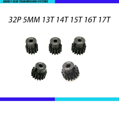 32P 5mm Pinion Gear Set 13T 14T 15T 16T 17T with Hex Key for Arrma 4s 3s Bigrock Grantie Senton Typhon Vorteks Kraton Mojave Outcast Fury Quake Upgrades Parts