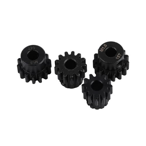 Mod 1 M1 Pinion Motor Gear Set 4pcs 12T 13T 14T 15T Fit 5mm RC Motor Shaft M1 Pitch Gears for RC Car, with Hex Key