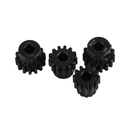 Mod 1 M1 Pinion Motor Gear Set 4pcs 12T 13T 14T 15T Fit 5mm RC Motor Shaft M1 Pitch Gears for RC Car, with Hex Key