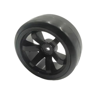 COMODO 4Pcs Hard Plastic RC Flat Drift Tires with Rims for 1/10 Scale On-Road RC Cars, 60mm Diameter, 12mm Hex(Black) - color: Black