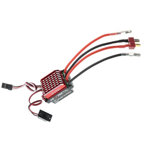 RC Car 60A Brushed ESC Electric Speed Controller 6V/2A BEC Compatible with Traxxas TRX4 TRX6 D90 HSP Tamiya Redcat Axial SCX10 HPI 4WD Truck 1/10 RC Truck Car Crawler (T-Plug Without Fan) - style: T Plug Without Fan