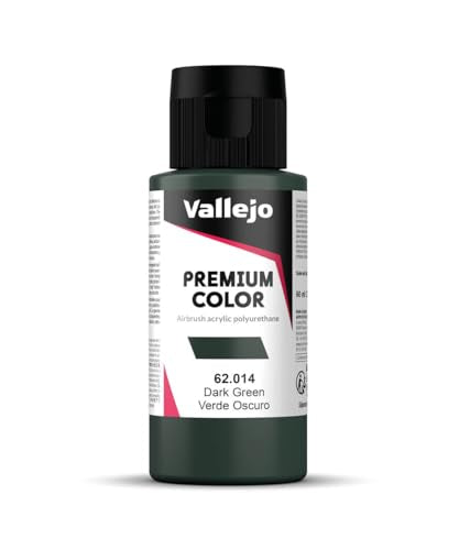 Vallejo - Premium Color RC Dark Green 2.02 Fl.Oz. (60 ml) for Airbrushing, Acrylic-Polyurethane Hybrid Resin of Great Resistance Paint for Model and Hobby Use - style: Dark Green