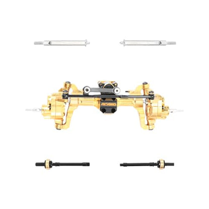 RCAWD Fourth Version Brass SCX24 Front Portal Axles, Wide Axle, Highly Rigid Driveshaft, Thickened Screws for Axial 1/24 SCX24 & AX24 Series Upgrades Parts Gold - color: Front Gold