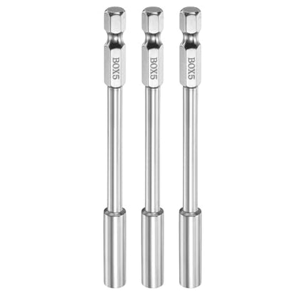 HARFINGTON 3pcs Nut Driver Drill Bit 5mm Metric Socket 1/4" Hex Shank 3.94" (100mm) Long 6-Point Socket Quick Change CR-V Steel Bolt Setters for Power Drill Driver - size: 5mm