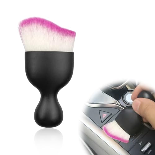 1Pcs Auto Soft Hair Brush Advanced Car Interior Detailing Brush for Dashboard Air Vent Gaps Dust Removal and Cleaning of Leather Surfaces Widely Used, Black handle, white and purple bristles - color: White