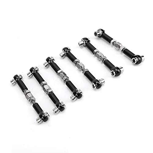 6 Pcs Adjustable Servo Links Tie Rod Set High Precision Aluminum Alloy RC Car Accessories for 1/10 1/12 Buggy Touring Drift Cars Red Purple Black Dark Blue Light Blue (Black) - color: Black