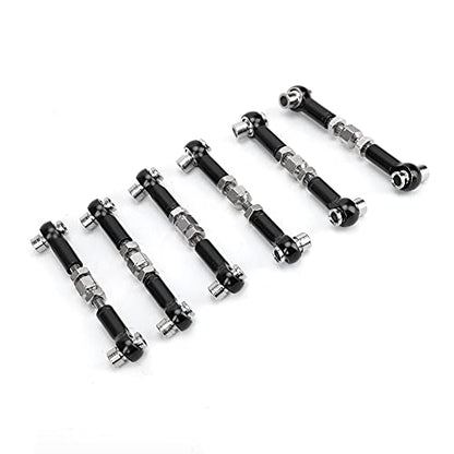 6 Pcs Adjustable Servo Links Tie Rod Set High Precision Aluminum Alloy RC Car Accessories for 1/10 1/12 Buggy Touring Drift Cars Red Purple Black Dark Blue Light Blue (Black) - color: Black