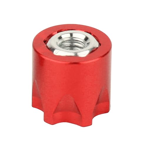 4PCS Aluminium Wheel Rim Center Cap M4 Nuts with Tool for 1/10 RC Crawler Axial SCX10 90046 TRX4 TRX6 Tamiya Recat RC Crawler Upgrades，Star Shape (red) - color: Red