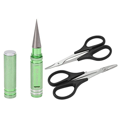 0-14mm Universal RC Reamer Hole Puncher with Aluminum Handle, Curved Scissor Drills Set for RC Car Truck Tank Drone Body Shell Mounting (Green) - color: Green