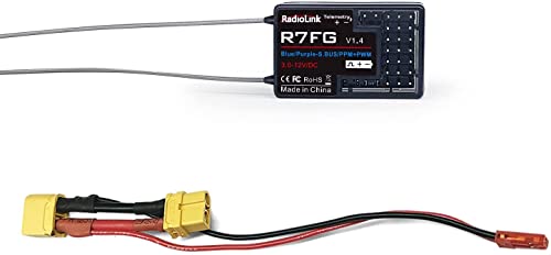 Radiolink 2.4Ghz R7FG 7 Channels Gyro Receiver with Voltage Telemetry Long Range Control, Water-Splash RX for RC Crawler Car Boat Radio Controller System RC4GS v2/RC6GS v2/RC4GS/RC6GS