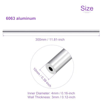DMiotech 3Pack (10mm OD x 4mm ID) 6063 Aluminum Round Tube 300mm Length Industry Metal Tubing for Machinery Frame Construction DIY Projects - size: 10mm x 4mm x 300mm