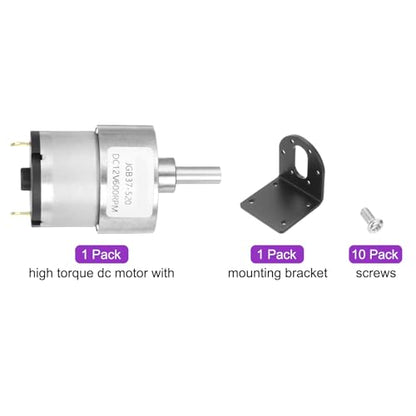 DMiotech Micro DC 12V 600RPM Geared Motor with Bracket Gear Reduction Motors 37mm Diameter Gearbox Micro Speed Reduction for RC Car, Robot Model, DIY Toys - style: 600RPM