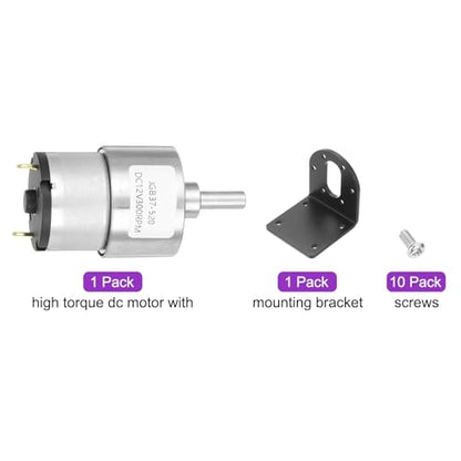 DMiotech Micro DC 12V 300RPM Geared Motor with Bracket Gear Reduction Motors 37mm Diameter Gearbox Micro Speed Reduction for RC Car, Robot Model, DIY Toys - style: 300RPM