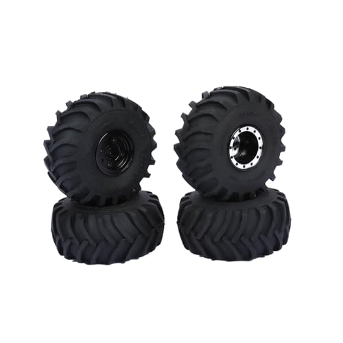 RCAWD Alloy TRX4M Monster Truck Wheel And Tires for 1/18 TRX4M Series Upgrades Part Black - color: Black