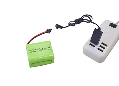 2PCS AA 7.2V 2800mah RC Battery Pack with SM-2P Plug with USB Charging Cable for Toy Tanks Engineering Department Flatbed Semi-Trailer Truck RC Remote Control Car Ni-MH high Capacity Battery